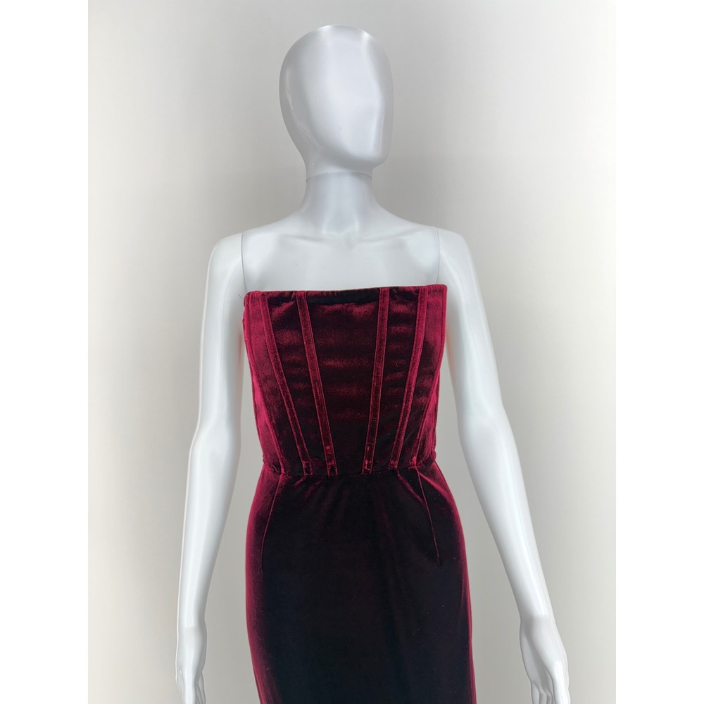 Bronx and Banco Florentina Strapless Velvet Gown Lace Up Back Size XL NO TIE - Picture 4 of 10